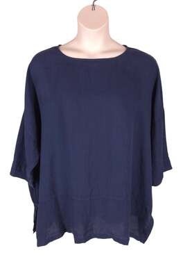 Elemente Clemente Tunic US L 12 EU 42 Womens Blue Linen Lagenlook $210